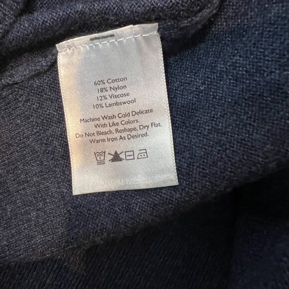 Eddie‎ Bauer Sweater S Lambswool Blend Blue Ruffled Womens Popover Size Small - Picture 7 of 8